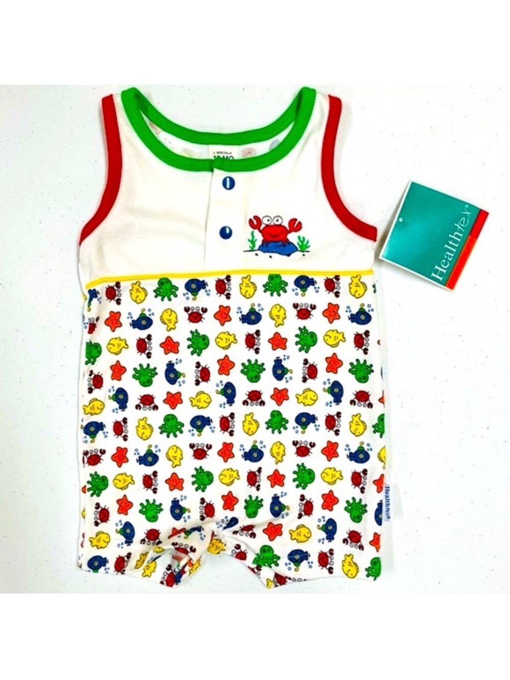 New Vintage Healthtex Sunsuit Boys 12M Girls Romper Sea Creatures USA Oldstock